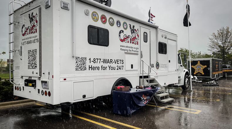 The Mobile Vet Center is parked at the Sam’s on Miamisburg Centerville Rd. To help vet suffering with mental health issues. There are 80 Mobile Vet Centers around the country.