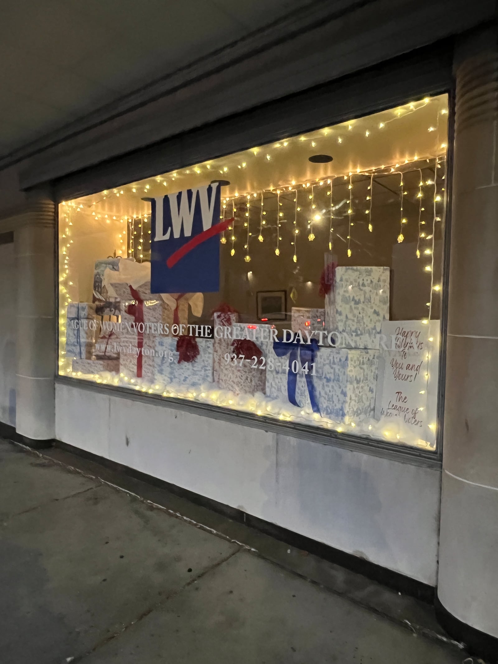 League of Women Voters, contestant in Whimsical Windows contest in 2025.