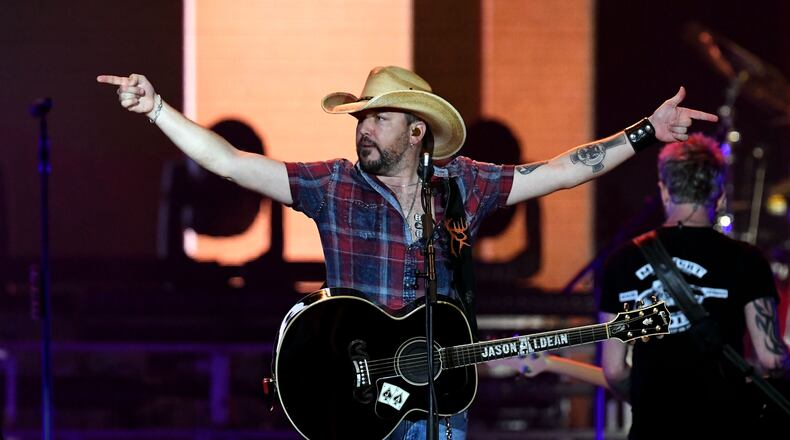INDIO, CALIFORNIA - APRIL 28: Jason Aldean performs onstage during the 2019 Stagecoach Festival at Empire Polo Field on April 28, 2019 in Indio, California. (Photo by Kevin Winter/Getty Images for Stagecoach)