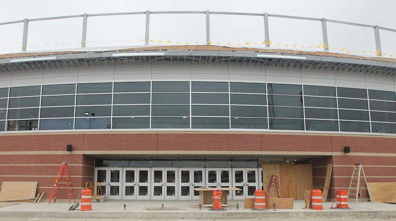 The view of UD Arena renovations on Friday, Oct. 12, 2018, in Dayton. David Jablonski/Staff