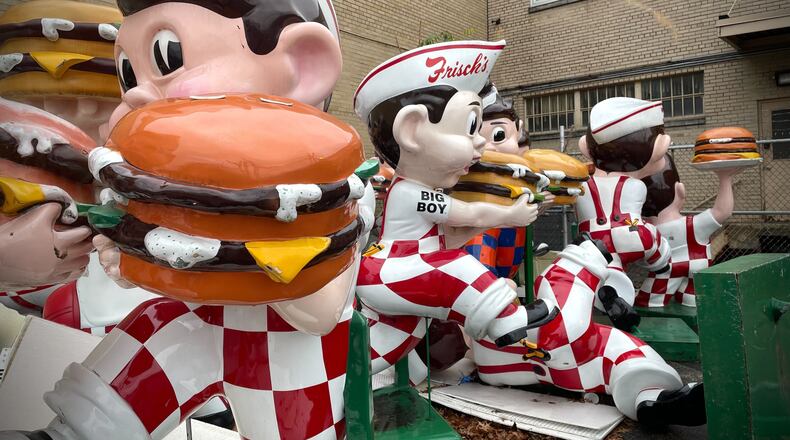 More than 20 iconic Frisch's Big Boy statues can be found in a gated area dubbed on social media as the “Big Boy Graveyard” in Cincinnati. NATALIE JONES/STAFF