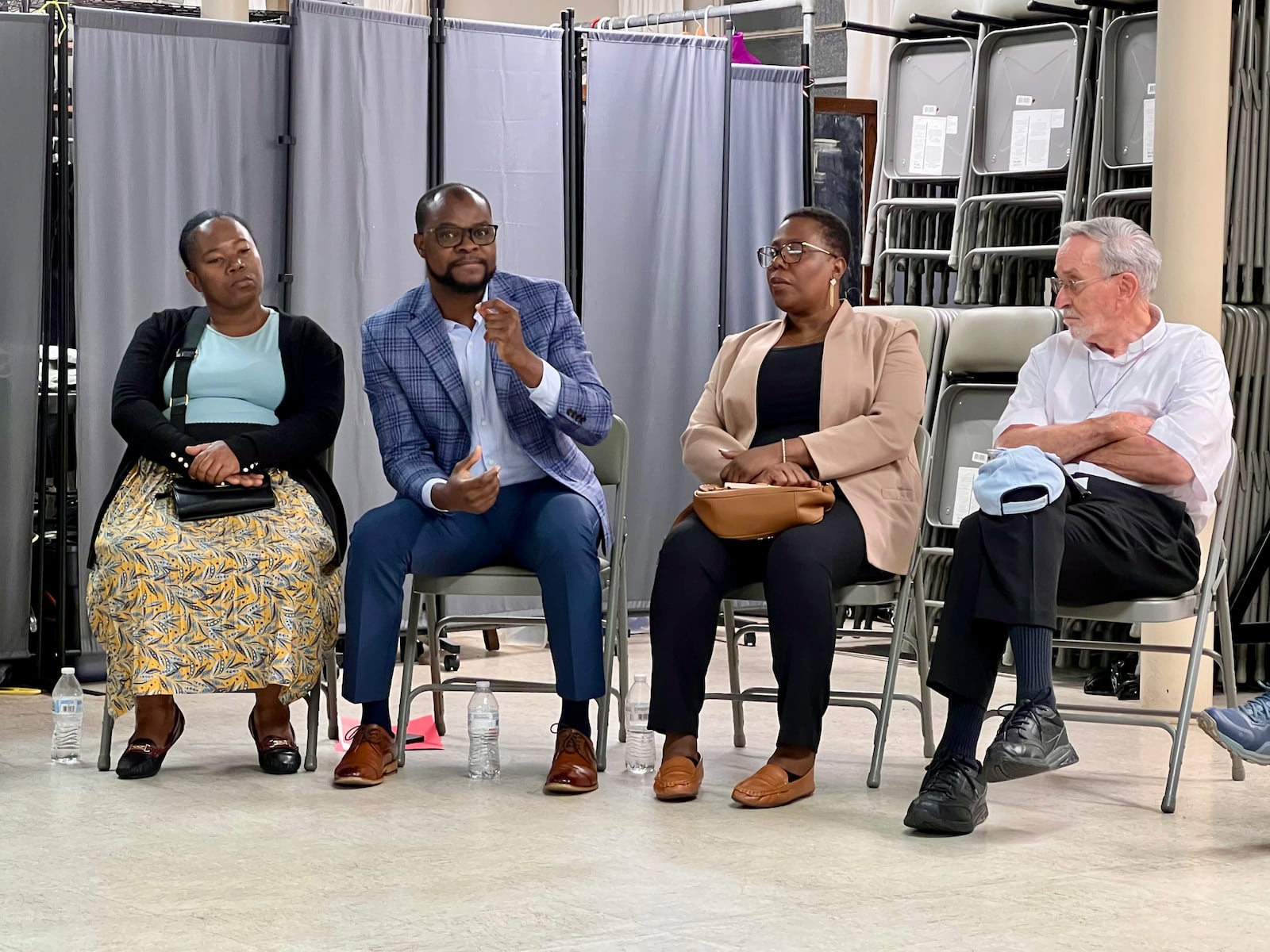 Springfield resident and Haitian immigrant Viles Dorsainvil speaks during a break-out discussion following a Service of Lament for people detained and deported by ICE. The event was held in September at the East Dayton Fellowship church. AIMEE HANCOCK/STAFF