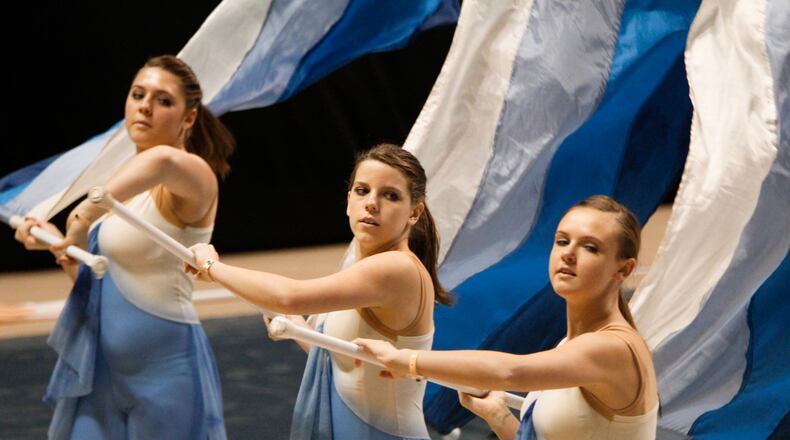 The Winterguard International (WGI) Color Guard World Championships began Thursday with schools from around the country competing locally. Ola High School, from McDonough, GA, took the floor at the Nutter Center in the preliminary rounds. The competition continues through April 14 and is also taking place at theUniversity of Dayton Arena and the Cintas Center at Xavier University.