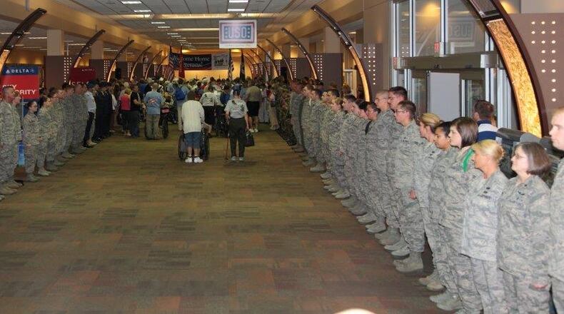 Honor Flight Dayton’s next flight is set for May 25 as World War II, Korean era, Vietnam era and terminally ill veterans are escorted to visit their memorials in Washington, D.C. The group is asking for volunteers to greet them upon their return that evening at the Dayton International Airport. (Contributed photo)