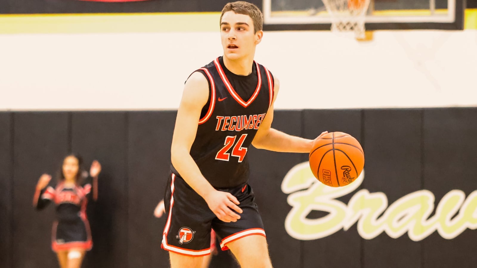 Tecumseh senior Austin Clark dribbles the ball during their game against Shawnee on Tuesday night in Springfield. The Arrows won 45-41. CONTRIBUTED PHOTO