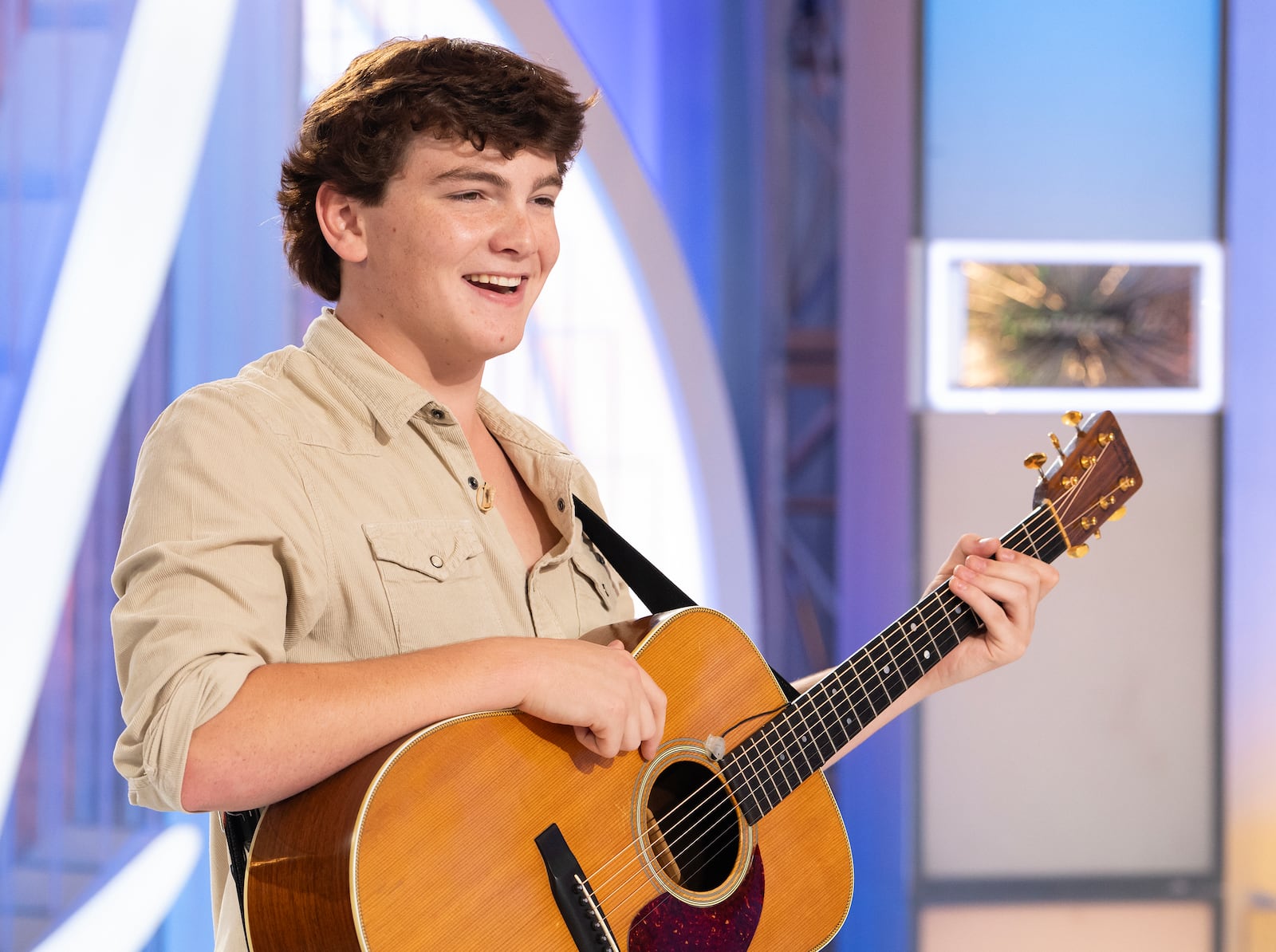 This image released by Disney shows contestant Slater Nalley during auditions for the singing competition series "American Idol" in Nashville, Tenn. (Eric McCandless/Disney via AP)