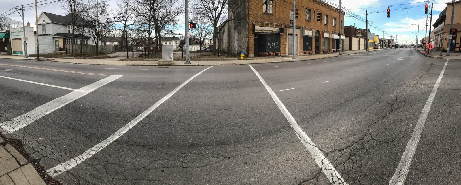 The city of Dayton wants to put North Main Street on a “road diet” and make other safety changes, including softening a dangerous intersection often called “dead man’s curve.” JIM NOELKER/STAFF
