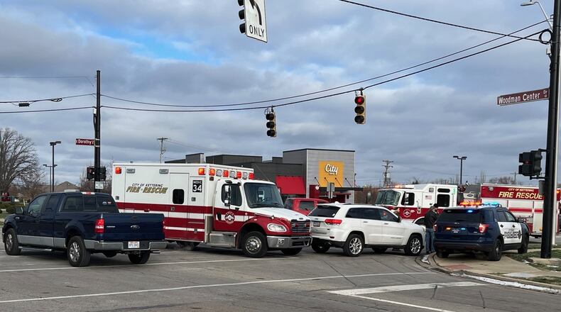 East Dorothy Lane is closed in both directions following an apparent crash near Woodman Center Drive on Thursday, Dec. 5, 2024, in Kettering. CONTRIBUTED