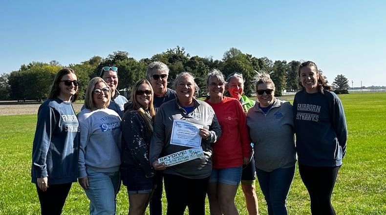 Fairborn Intermediate School principal Tammy Gendreau faced her fears by skydiving to recognize the amount of money that her students raised for the school PTO. CONTRIBUTED