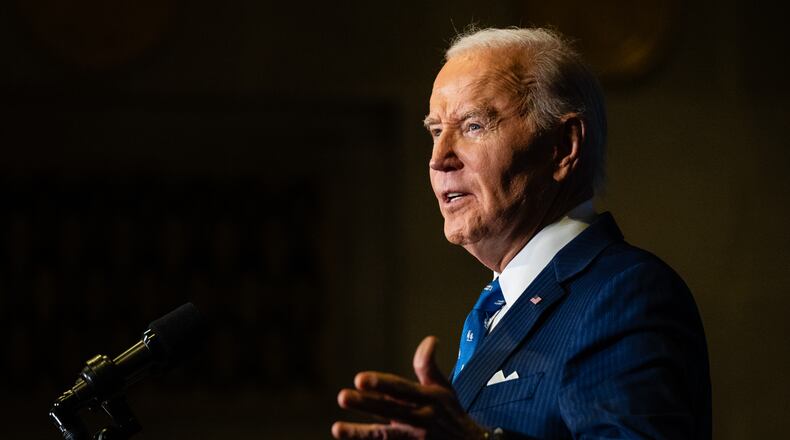 President Joe Biden delivers remarks at a Tribal Nations Summit in Washington, on Monday, Dec. 9, 2024. Biden is commuting the sentences of nearly 1,500 people and pardoning 39 convicted of nonviolent crimes, the largest grant of clemency by an American president in a single day, the White House announced in a statement on Dec. 12. (Eric Lee/The New York Times)