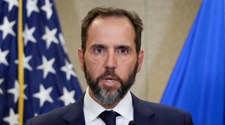 FILE - Special counsel Jack Smith speaks to the media about an indictment of former President Donald Trump, Aug. 1, 2023, in Washington. (AP Photo/J. Scott Applewhite, File)