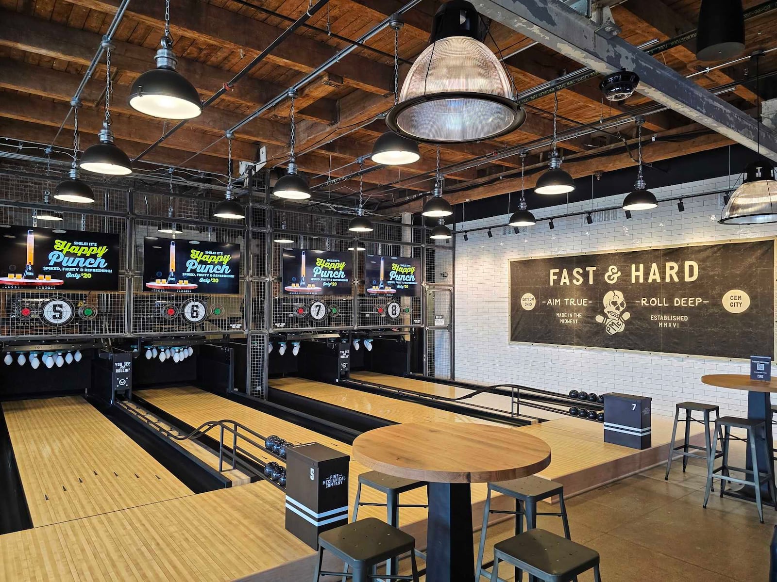 Pins Mechanical Co., located at 416 E. First St. in Dayton, is a social playground offering duckpin bowling, classic pinball machines, patio pong and more.  NICK GRAHAM/STAFF