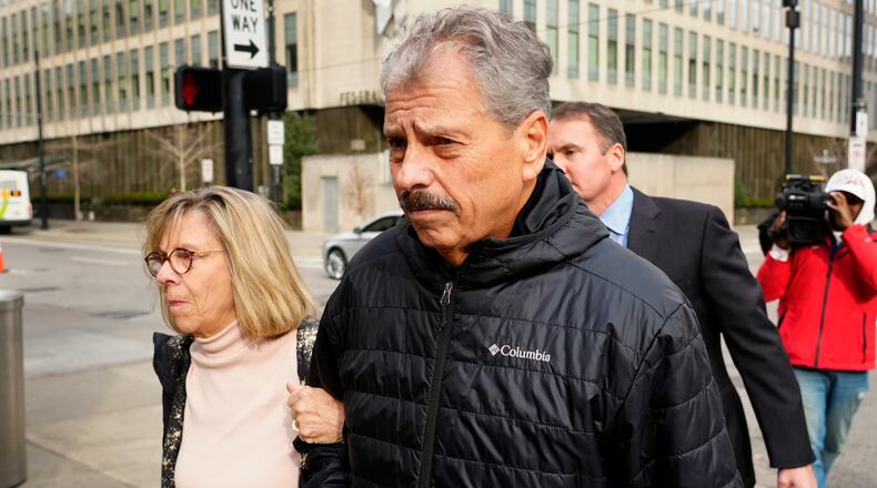 Sam Randazzo, former chair of the Public Utilities Commission of , leaves U.S. District Court in downtown Cincinnati, Monday, Dec. 4, 2023, after being indicted on 11 counts of bribery and embezzlement. Randazzo pleaded not guilty to charges announced Monday in connection with a $60 million bribery scheme related to a legislative bailout for two Ohio nuclear power plants that has already resulted in a 20-year prison sentence for a former state House speaker. (Liz Dufour/The Cincinnati Enquirer via AP)