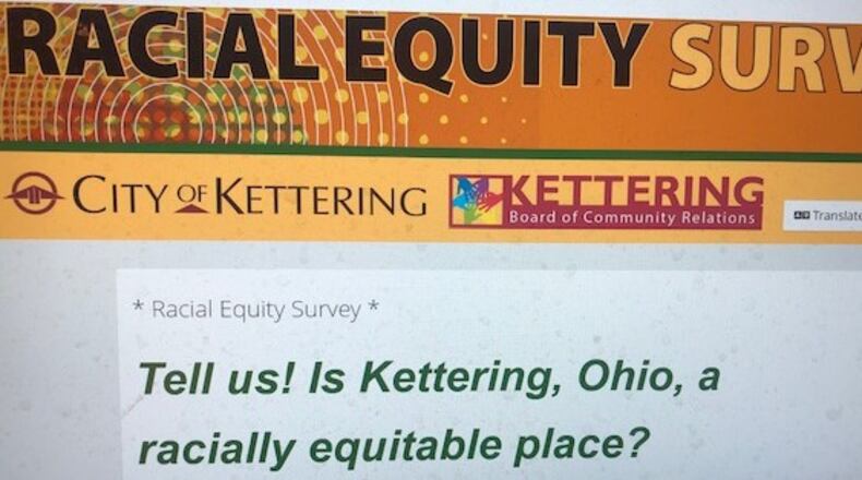An online racial equity survey being conducted by Kettering's Board of Community Relations. NICK BLIZZARD/STAFF