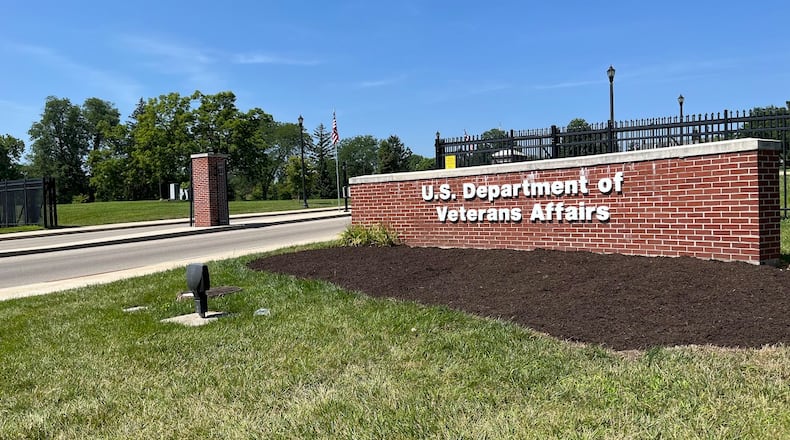 The entrance to the Dayton VA Medical Center campus off Gettysburg Avenue on Wednesday, July 23, 2025. THOMAS GNAU/STAFF