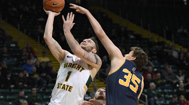 Wright State’s Bill Wampler puts up a shot against Cedarville at the Nutter Center on Tuesday, Nov. 27, 2018. Joseph Craven/CONTRIBUTED