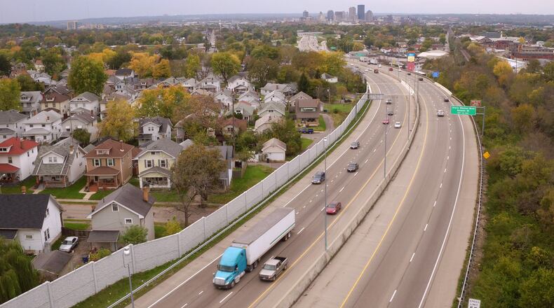View of east bound U.S.35 lanes at left before three lanes are squeezed down to two near Smithville Road. Long-discussed plans to widen U.S. 35 from east Dayton to Beavercreek Twp. inched closer to becoming a reality following a vote Thursday the Miami Valley Regional Planning Commission board. TY GREENLEES / STAFF