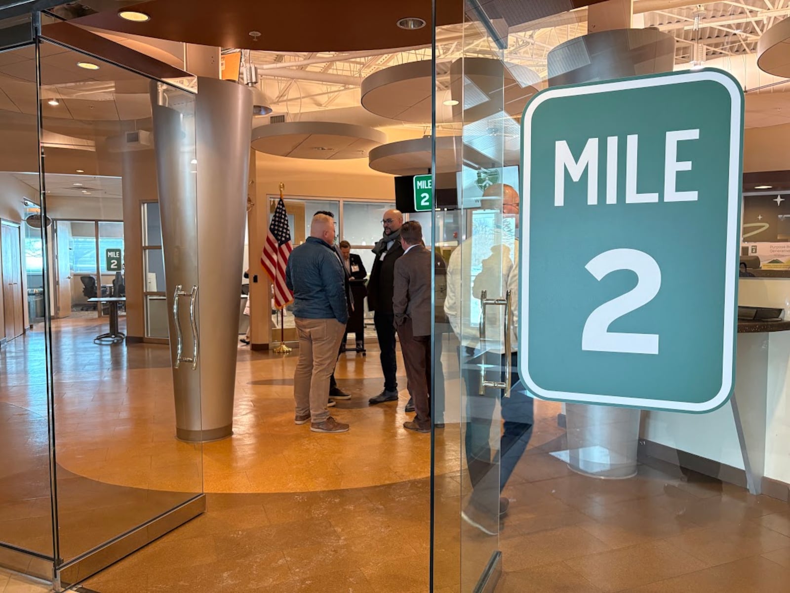 Friends of Mile Two gathered Thursday Jan. 29, 2026 at the company's new Riverside offices. THOMAS GNAU/STAFF