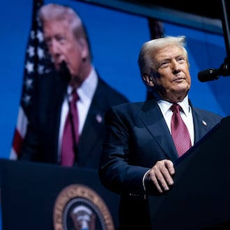 President Donald Trump delivers remarks at the America Business Forum at the Kaseya Center in Miami, Nov. 5, 2025. President Trump’s long friendship with Jeffrey Epstein came to an apparent end in the mid-2000s. But Epstein remained intently focused on Trump for years afterward, seeking to exploit the remnants of their relationship up until his arrest on federal sex-trafficking charges in 2019. (Doug Mills/The New York Times)