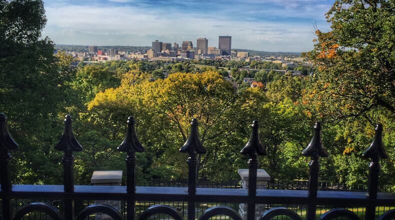 The highest point in Dayton is at Lookout Point in Woodland Cemetery.