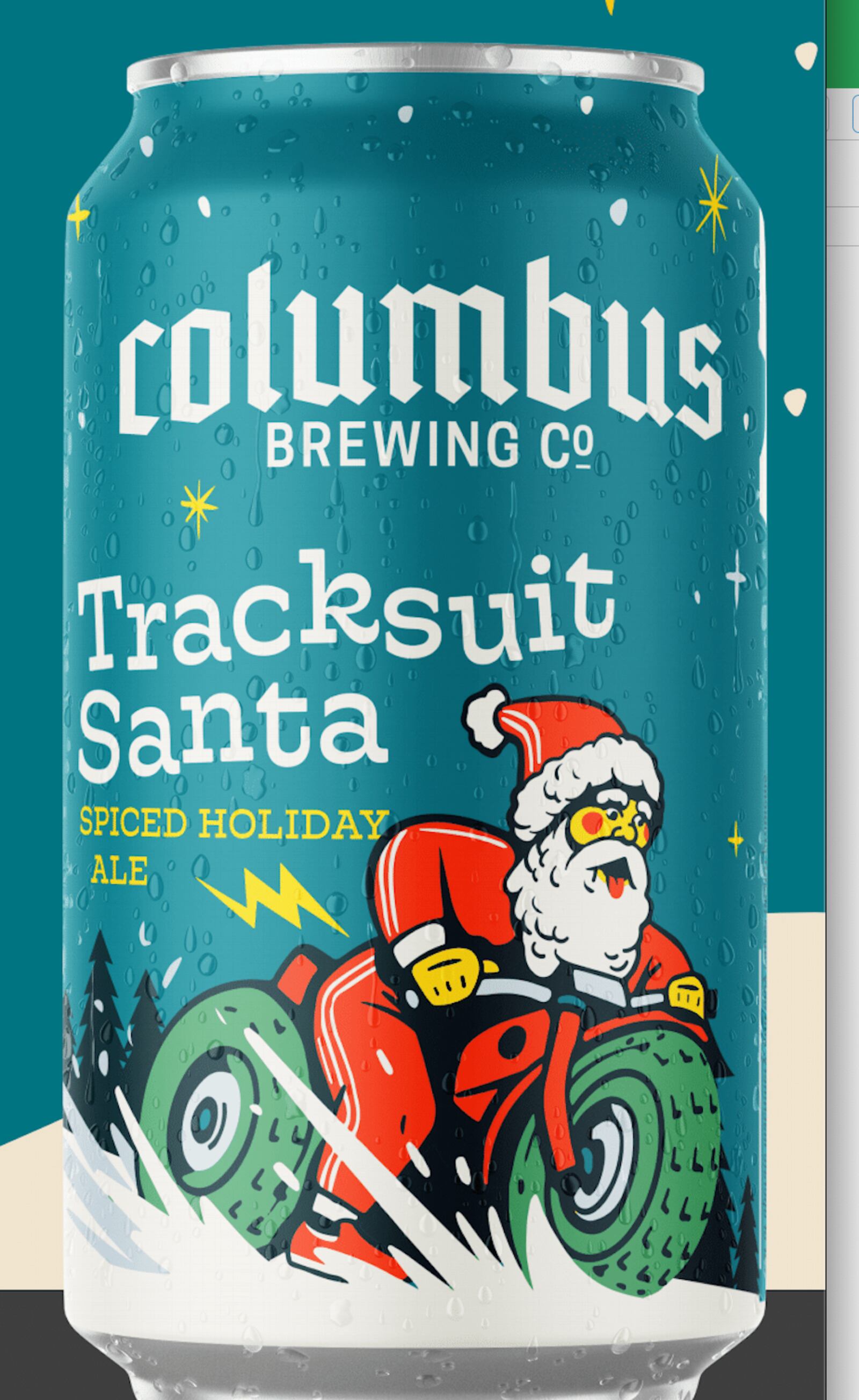 Tracksuit Santa spiced holiday ale from Columbus Brewing Co.
