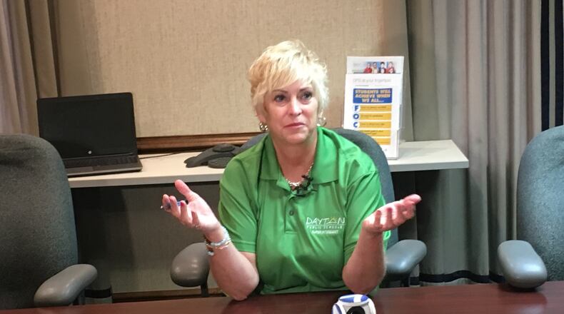 Superintendent Rhonda Corr is on paid administrative leave from Dayton Public Schools pending a predisciplinary hearing. JEREMY P. KELLEY / STAFF