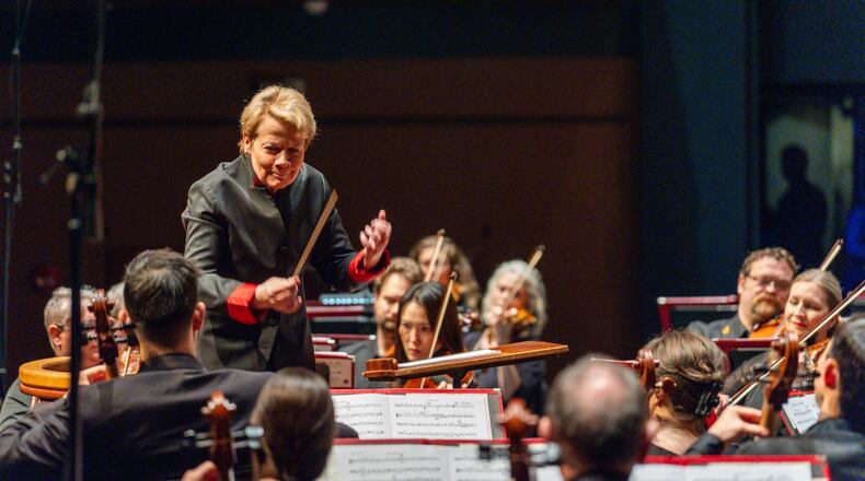 Marin Alsop conducting "Concert for Peace." RON VALLE PHOTOGRAPHY