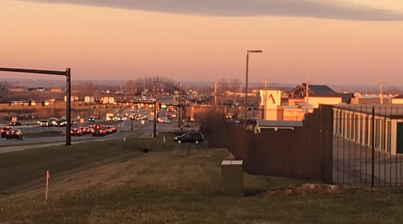 The view from more than 60 acres of Miami Twp. land on Austin Boulevard includes Austin Landing and the Interstate 75 interchange. The land, which involves about 4 acres for a future humane society pet adoption center, is just north of Dayton-Wright Brothers Airport. NICK BLIZZARD/STAFF