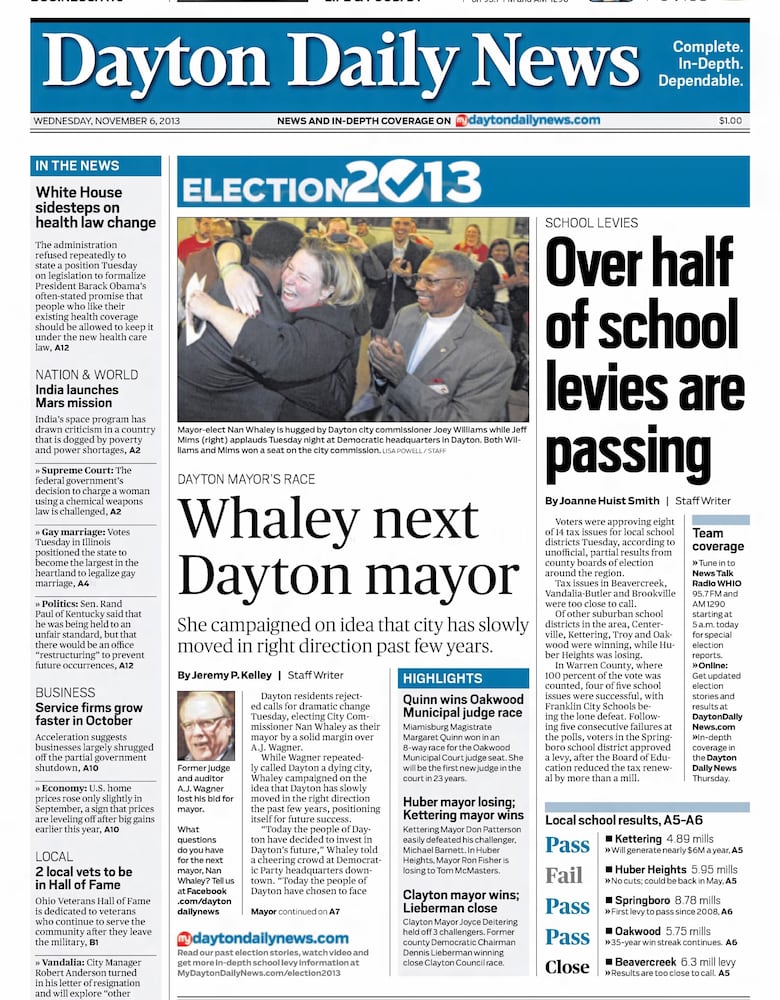 Election results front pages