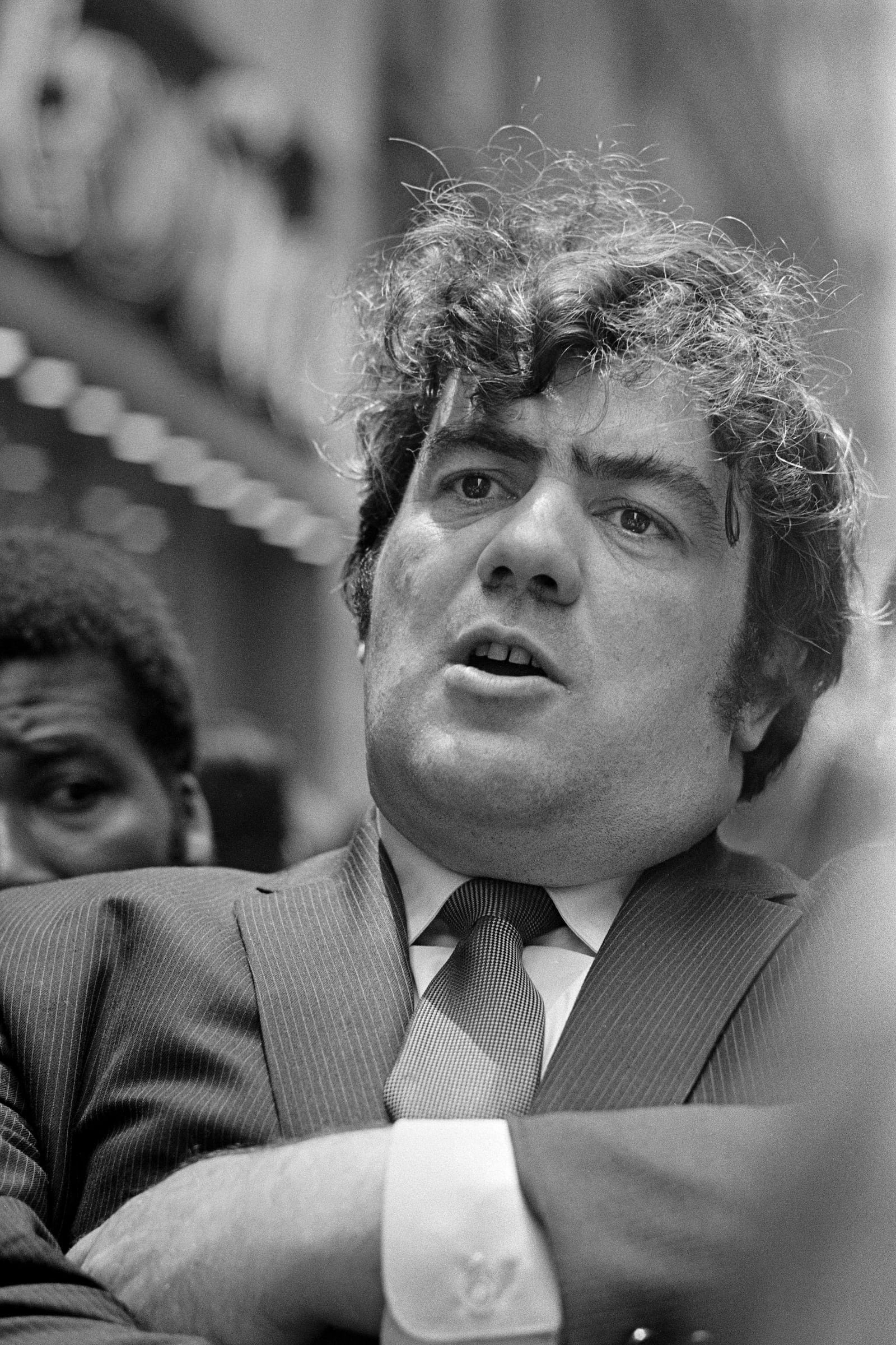 Jimmy Breslin campaigns for City Council president on a ticket that included Norman Mailer for mayor in New York, June 10, 1969. Breslin, the New York City newspaper columnist and best-selling author who leveled the powerful and elevated the powerless for more than 50 years with brick-hard words and a jagged-glass wit, died on March 19, 2017, at his home in New York. He was 88. (Neal Boenzi/The New York Times)