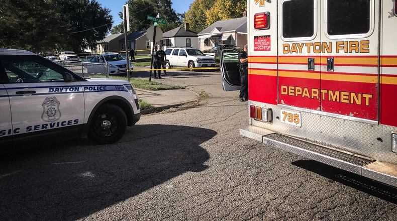 Police are investigating a shooting that happened Tuesday afternoon, Oct. 13, 2020, in the area of Hopeland and Smith streets in Dayton. JIM NOELKER/STAFF