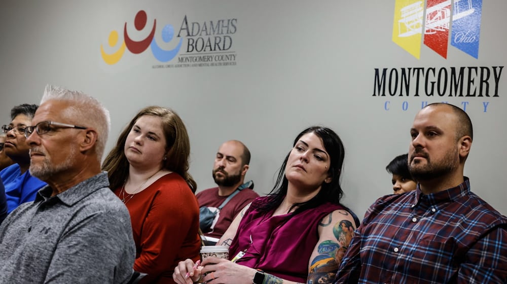 Montgomery County community members, stakeholders, metal health providers and others listen during a Montgomery County Alcohol, Drug Addiction and Mental Health Services meeting on crisis services in May. Recently this month, agencies that receive funding from Montgomery County ADAMHS found out what their full 2024 contracts with ADAMHS will be, most of which were significant reductions from the previous year. JIM NOELKER/STAFF FILE