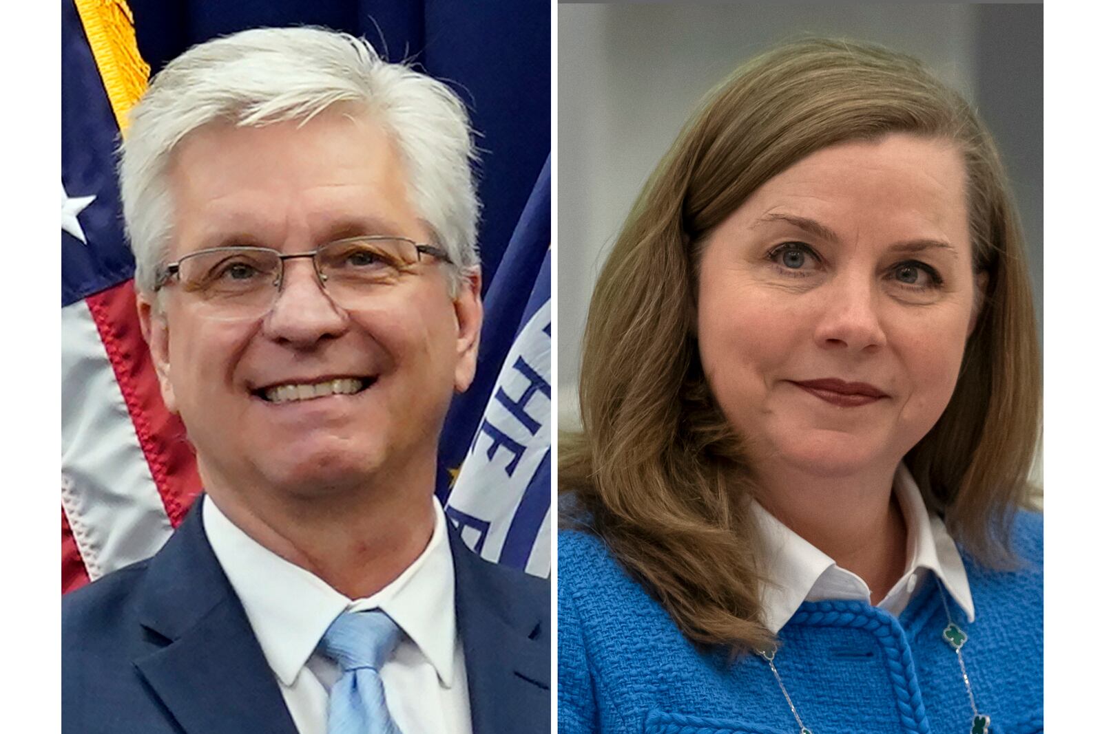 This photo combo shows, from left, Federal Reserve Board of Governors member Christopher Waller onMay 23, 2022, in Washington and Michelle Bowman, Vice Chair for Supervision of the Federal Reserve Board of Governors on Wednesday, June 25, 2025, in Washington. (AP Photo/File)