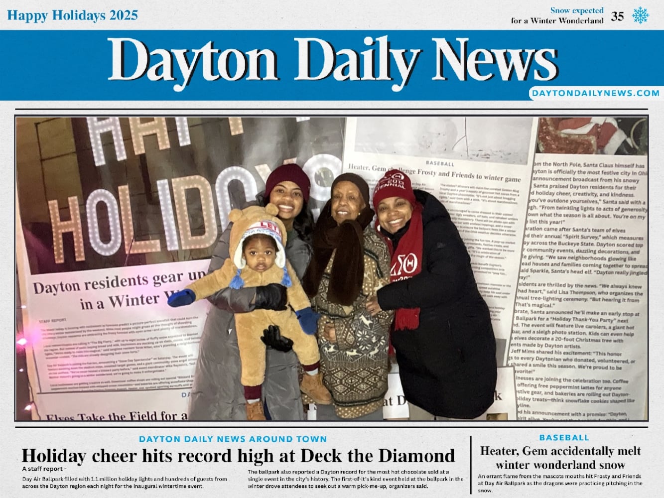"Front Page News" photo booth photos from Deck the Diamond