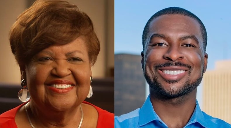 Charlotte McGuire (left) and Willis Blackshear Jr. (right) are running for Ohio's 6th District State Senate seat in November 2024