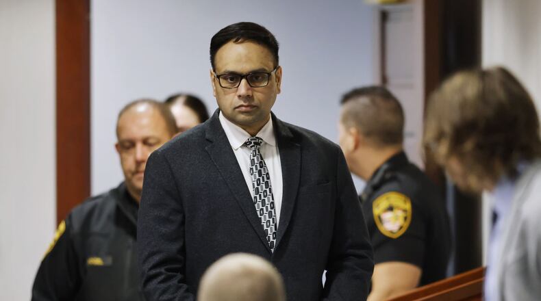 Gurpreet Singh, who is on trial for the killings of his wife and three family members in their West Chester home, is seen in Butler County Common Peas Court on Wed., Oct. 19, 2022. NICK GRAHAM/STAFF