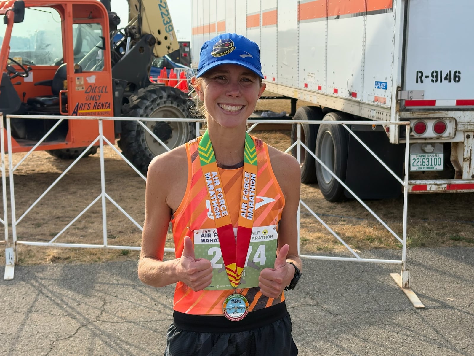Capt. Jaci Smith won the women's half marathon with a 1:16:20 finish. She is stationed at WPAFB where she works in the aircraft analysis quadrant. TOM ARCHDEACON / CONTRIBUTED PHOTO