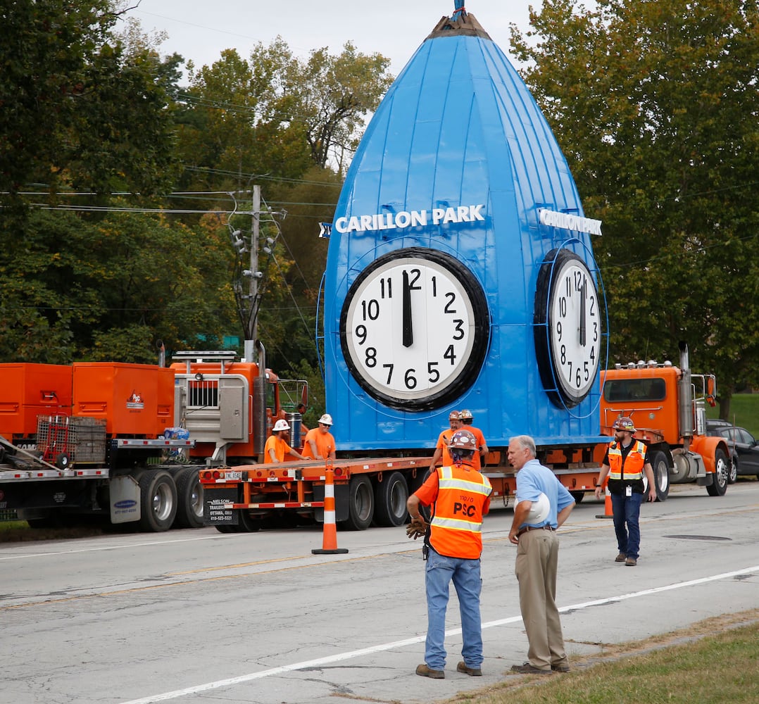 Iconic Dayton clock visible from I-75 again