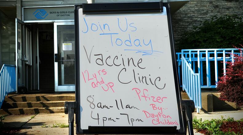 Dayton Children's Hospital holding vaccine clinic, Friday June 4, 2021 at Boys and Girls Club of Dayton for children 12 and up. MARSHALL GORBY\STAFF