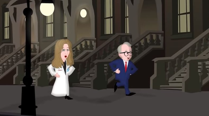 A screen grab from the parody video created by Dave Stofka, an animator in northeast Ohio.