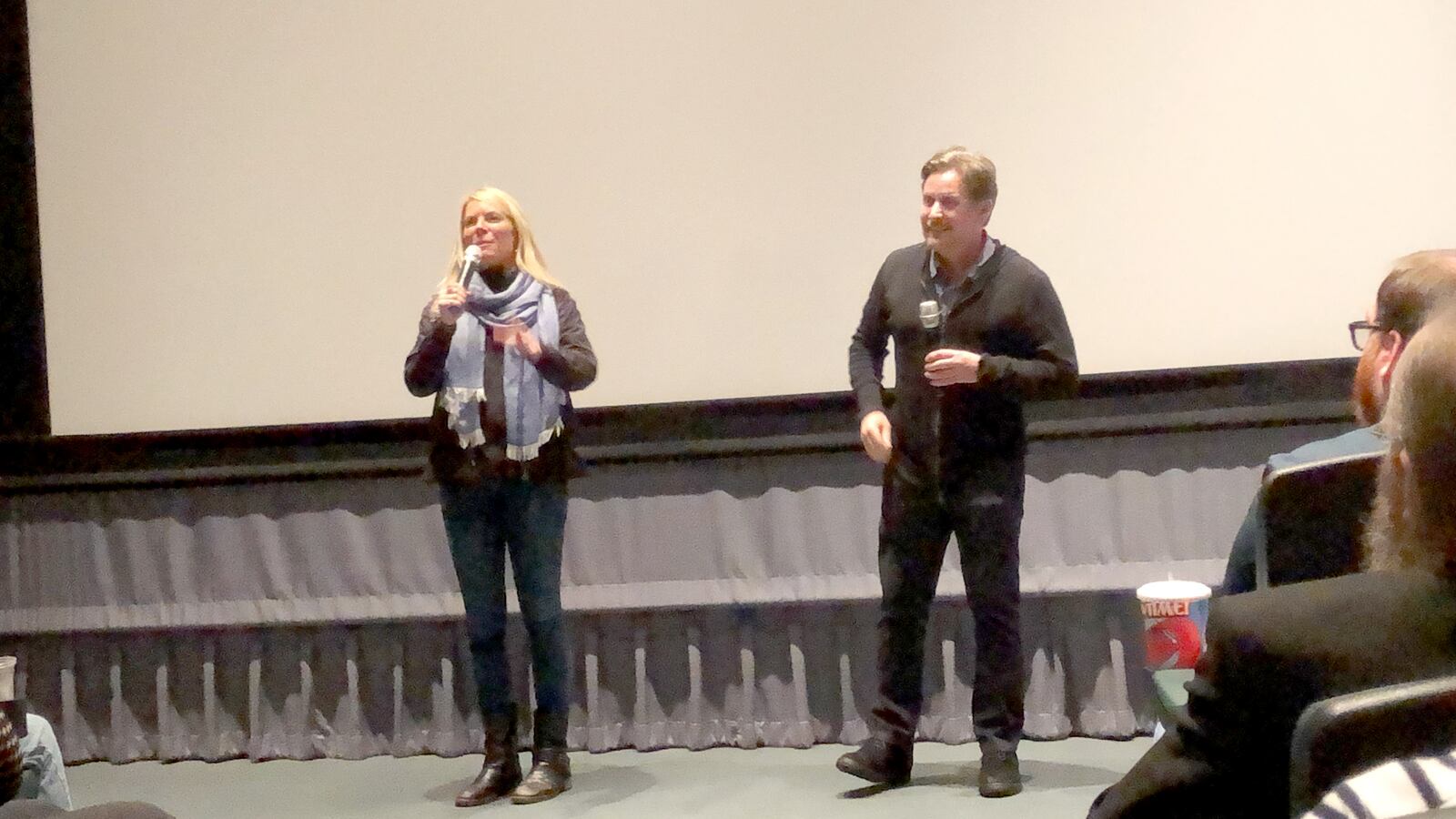 Emilio Estevez  was at the Neon movie theater in downtown Dayton Sunday, April 7 for a Q&A moderated by Cincinnati Film Commission Executive Director Kristen Schlotman following the screening of “The Public,” his latest work.