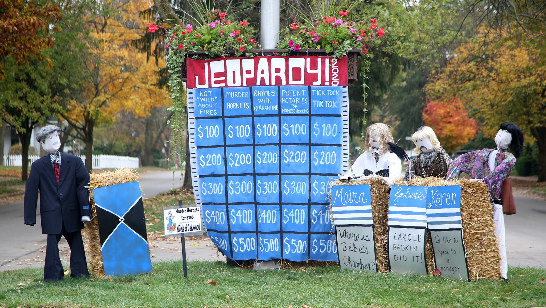 PHOTOS: ‘I’ll take murder hornets for $200 Alex,’ Oakwood’s Scarecrow Row displays creative Halloween fun