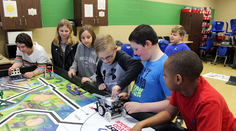 The fourth- and fifth-grade robotics team from Xenia’s McKinley Elementary, named “X Marks the Bot,” qualified for the 2020 FIRST Lego League state tournament. CONTRIBUTED PHOTO
