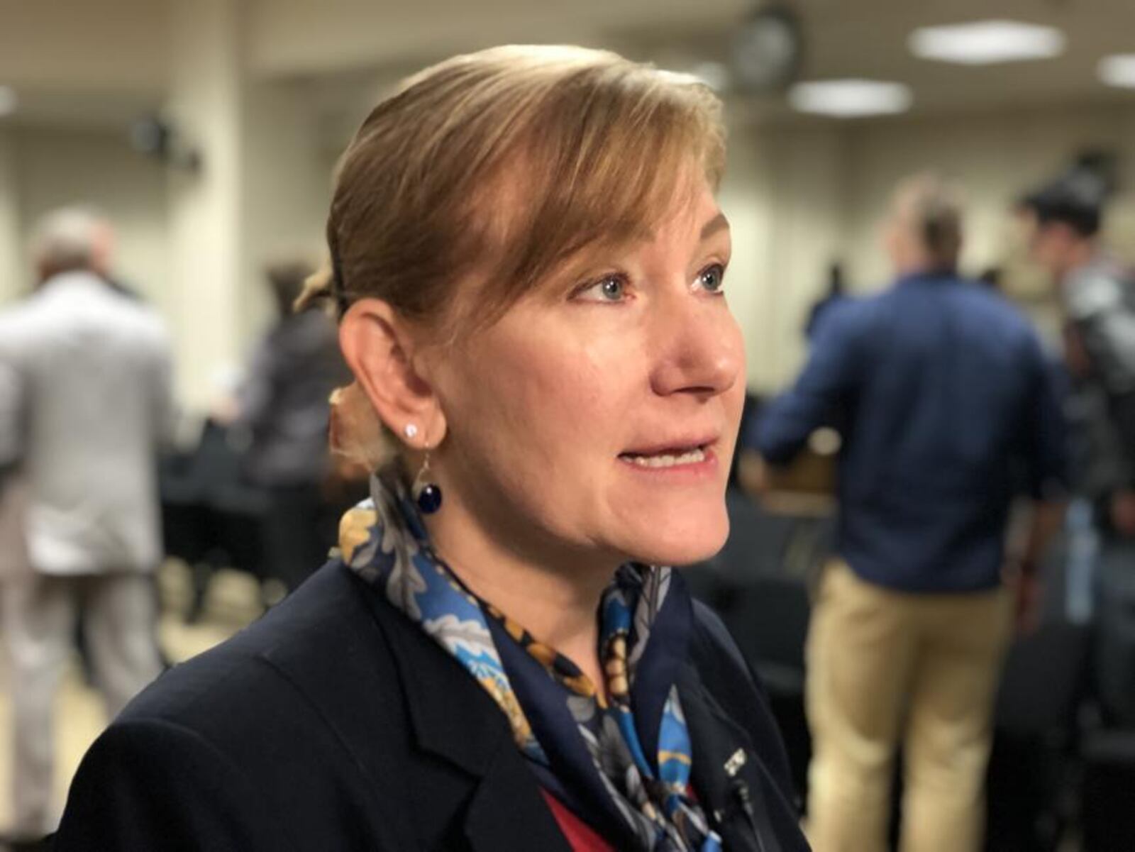 Dayton City Manager Shelley Dickstein talks after a city commission meeting. STAFF