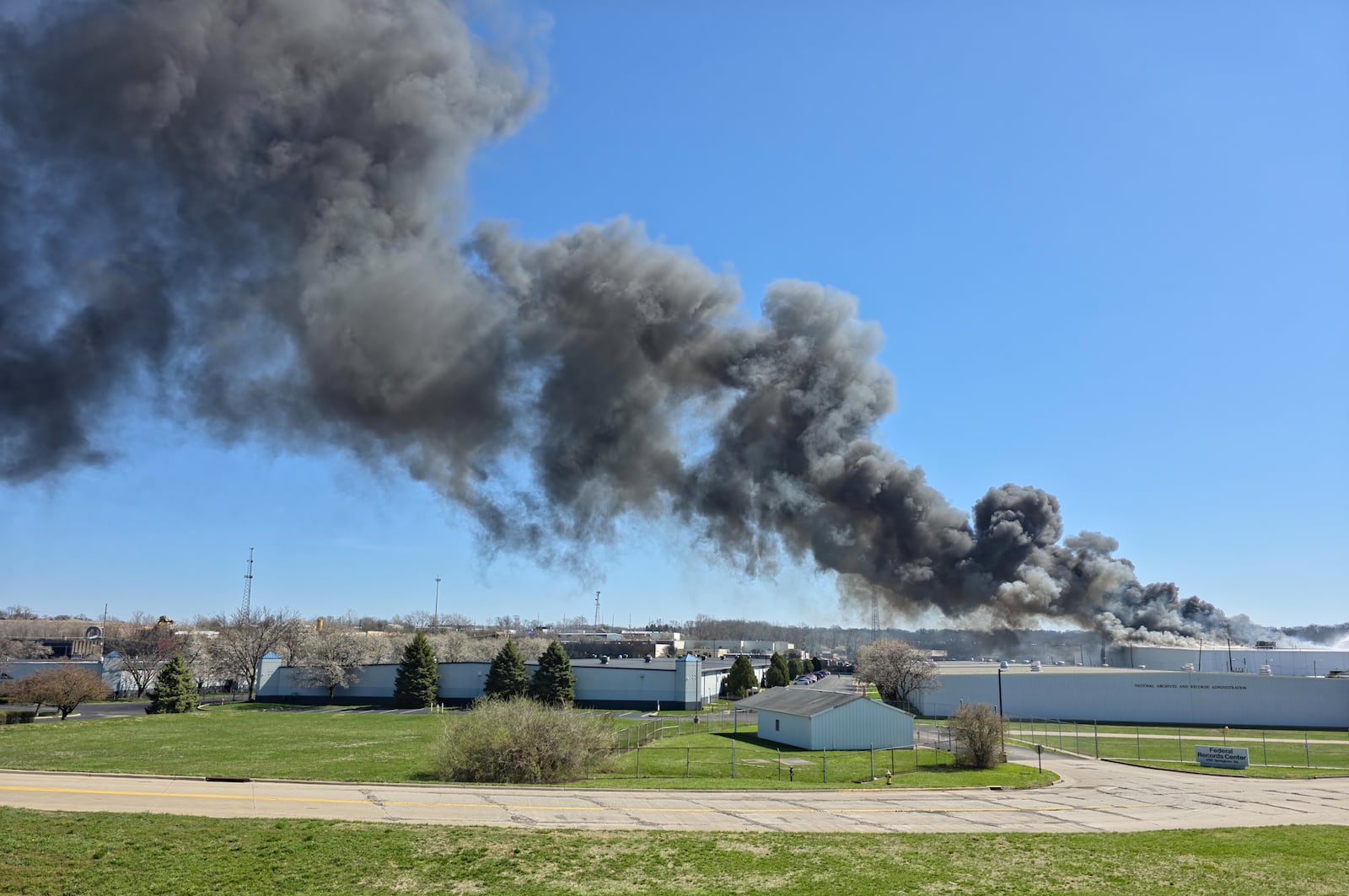 The fire at Fuyao Glass America rekindled shortly before noon on Tuesday, March 24. While firefighters have been working at the site since it first caught fire Sunday night, they had been focusing on hotspots before a large rekindling caused black smoke to rise that was visible for miles. The building that caught fire was Fuyao's coating facility, which was still in the finishing stages of construction. BRYANT BILLING / STAFF