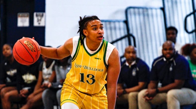 After a celebrated prep career at Euclid High, where she is the girls all-time leading scorer with over 1,600 points, Constance “Connie” Chaplin has been on a long basketball journey that takes her to five college programs including Wright State and now Wilberforce University, where (pictured here at an earlier game this season) she experiencing her greatest success. She’s averaging 13.8 ppg for the Lady Bulldogs. CONTRIBUTED