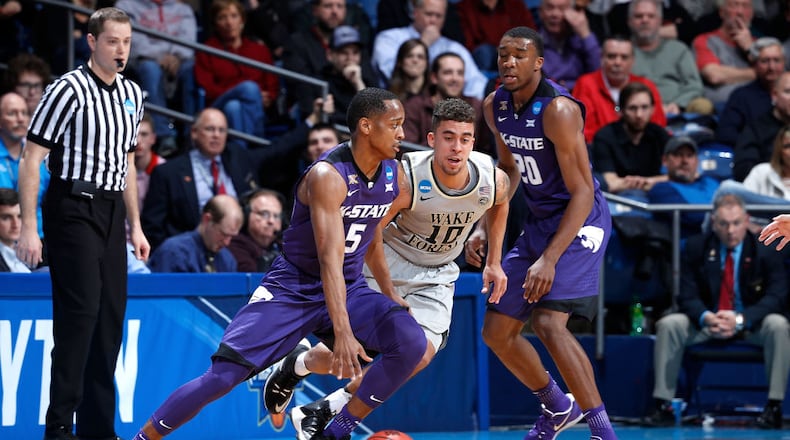 DAYTON, OH - MARCH 14: Barry Brown #5 of the Kansas State Wildcats dribbles against the Wake Forest Demon Deacons in the first half during the First Four game in the 2017 NCAA Men’s Basketball Tournament at UD Arena on March 14, 2017 in Dayton, Ohio. (Photo by Joe Robbins/Getty Images)