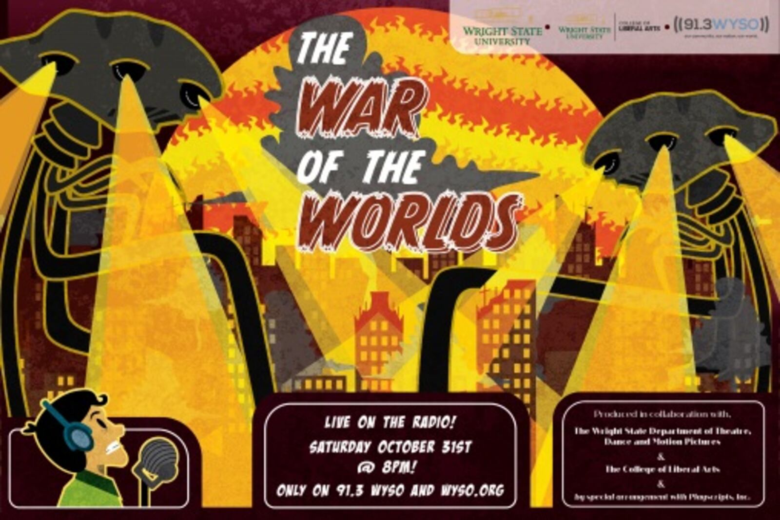 Wright State's theater department is teaming up with WYSO to present a radio drama "War of the Worlds" on Halloween night. CONTRIBUTED