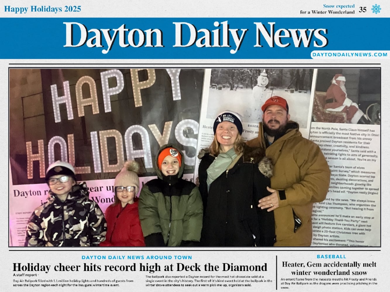 "Front Page News" photo booth photos from Deck the Diamond
