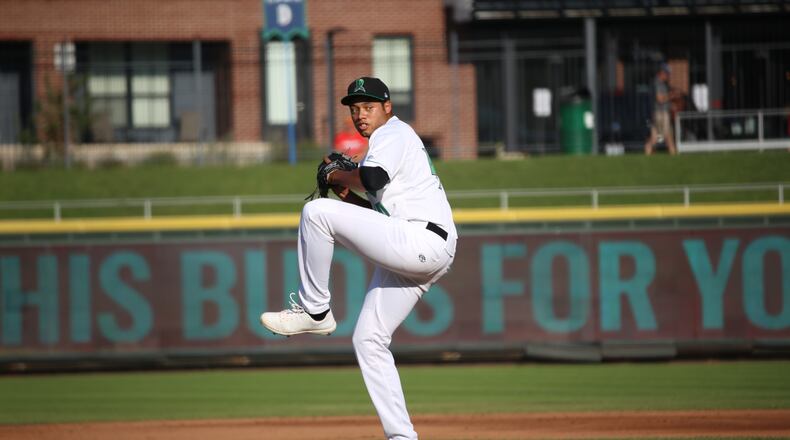 Dragons starting pitcher James Proctor on the mound for the Dayton Dragons last season. From St. Louis, he is the grandson of former Detroit Tigers and Negro Leagues pitcher, Jim Proctor. He pitched at Princeton University, began his pro career as a free agent signee of the Cincinnati Reds and starred with the Daytona Tortugas in Low A ball last season before moving to the Dayton Dragons late last August. He’ll be part of the Dragons six-man starting pitchers’ rotation this season. Photo courtesy of Dayton Dragons